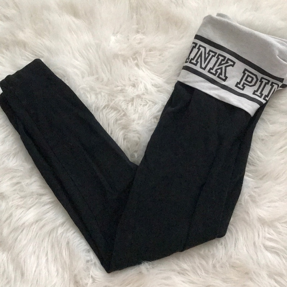 black victoria’s secret pink cotton leggings